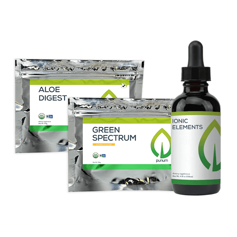 Purium Alkalizing Pack (Aloe Digest, Ionic Elements, and Green Spectrum) Package pH Balance (3 Products)