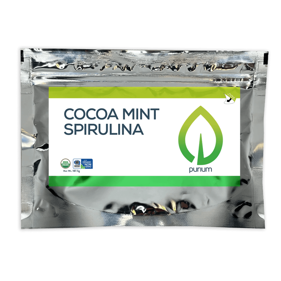 Purium Cocoa Mint Spirulina (Organic Spirulina, Organic Cocoa, Organic Carob, Organic Peppermint Leaf, and Organic Chocolate Flavor) Preworkout/Intraworkout Endurance and Stamina Powder (187.5g)
