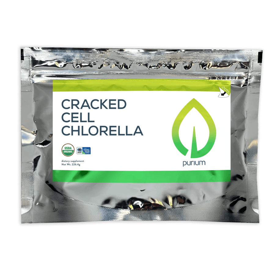 Purium Cracked Cell Chlorella 3g Organic Cracked Cell Chlorella Detoxification Nutrient Dense Powder 8oz (226.4g)