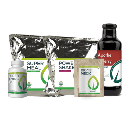 Purium Daily Core 4 w/ Power Shake and LOV  (Power Shake, Super Meal LOV, Biome Medic, Apothe Cherry, and Super Amino 23) Muscle Building (5 Products)
