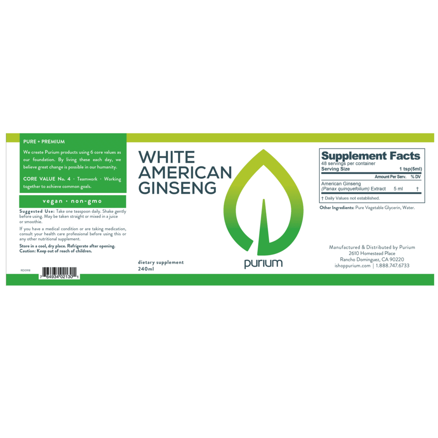 Purium White American Ginseng Extract Immune Tincture (240mL)