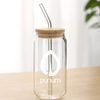 Purium Bamboo Glass Cup with Glass Straw Portable Drink Container (20oz)