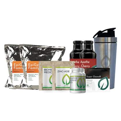 Purium Ultimate Lifestyle Transformation Epi Genius Family (Epi-Genius, Super Amino, Super CleansR, Apothe Cherry, Biome Medic, and Zinc Aide) Gut Health 10 Products Package (30 Day)