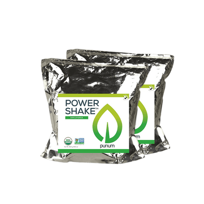 Purium Power Shake Unflavored (Organic Rice Bran Extract, Organic Oat Flour, Organic Spirulina, Organic Millet, Organic Carrot Juice Powder, and Organic Wheatgrass) Meal Replacement  2 Terra Pouches (1065g Per Pouch)
