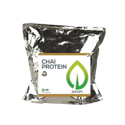 Purium Protein Chai 16g (Organic Pea Protein, Organic Rice Protein, Organic Bourbon Vanilla Powder and Organic Luo Han Guo Extract) Protein Powder Muscle Building (420g)