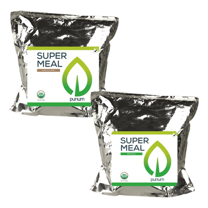 Purium Super Meal Combo Original and Vanilla Chai L.O.V. 2 20g Protein (Organic Fermented Rice Protein, Organic Flax Seed, Organic Green Food Blend, Organic Wheat Grass, Organic Barley Grass, Organic Spirulina) Meal Replacement Combo (693g)